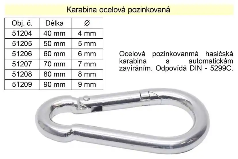 Výhodný nákup | Karabina pozinkovaná 90x9mm