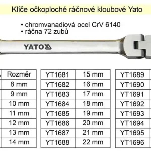 YATO Ráčnový klíč očkoplochý s kloubem 20mm - Ihned k dispozici