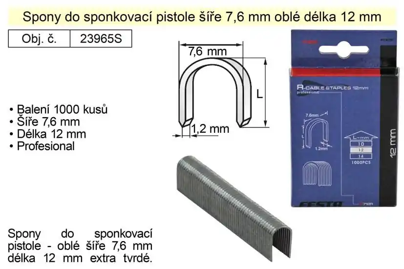 Nově v sortimentu | Spony do sponkovačky oblé šíře 7,6 mm délka 12 mm balení 1000 kusů