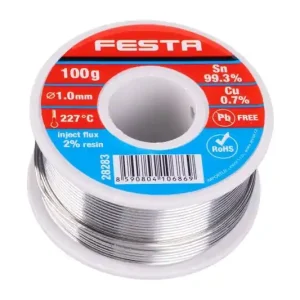 Zlevněno | FESTA drát pájecí trubičkový Sn 99,3%/0,7%Cu, 1mm, 100g, bez olova