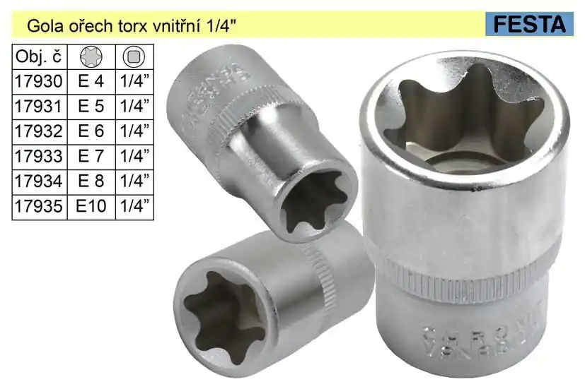 Gola ořech torx _ vnitřní E8 / 1/4" - Doprodej