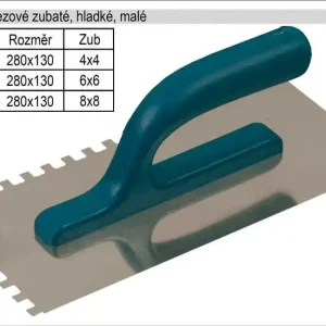 Hladítko nerezové zubaté 280x130mm, zub 4x4mm | Oblíbený produkt