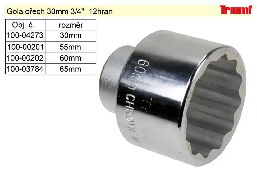 Nyní k dispozici - TRIUMF Gola ořech dvanáctihran 30mm 3/4" 12hran