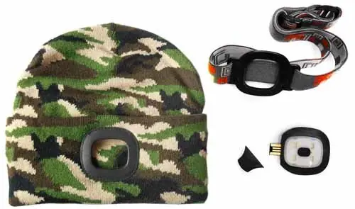 MAGG čepice s čelovkou 45lm, nabíjecí, USB, maskovací, camo, univerzální velikost | Velmi populární