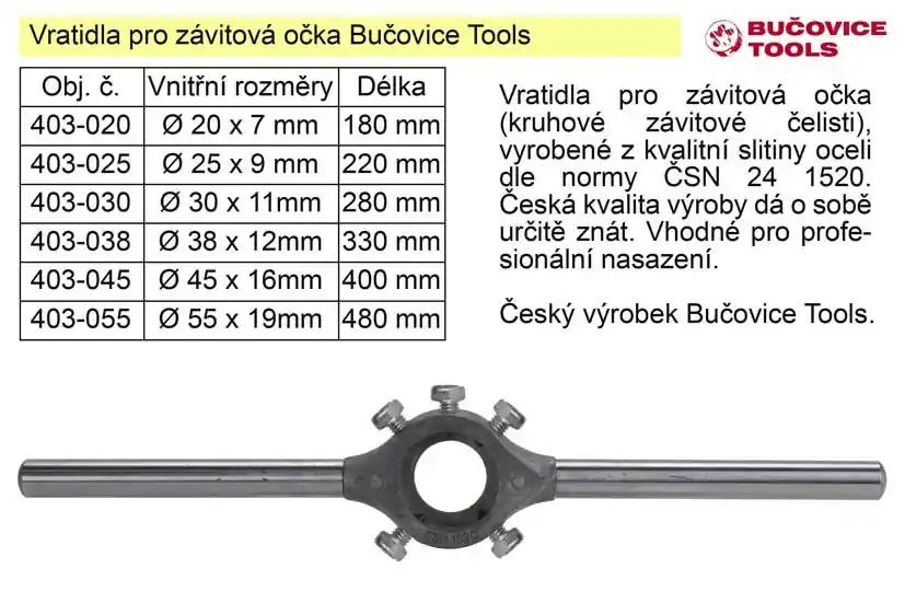 Novinka | Vratidlo pro závitová očka 16 mm Bučovice Tools