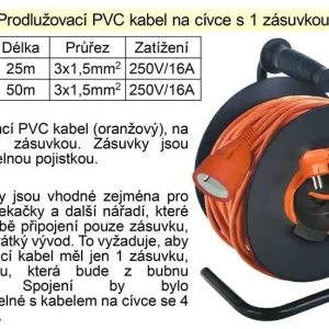 Prodlužovací kabel 50 m na cívce 1 zásuvka - Ušetřete více