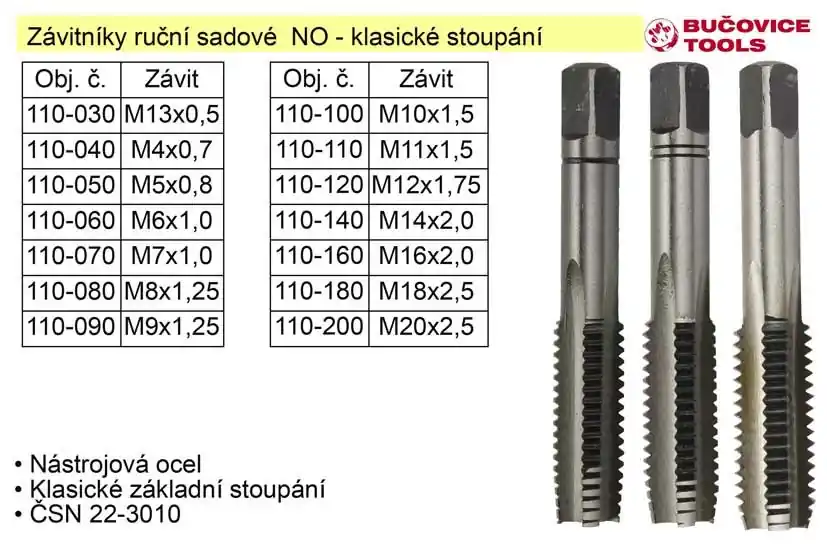 Velmi žádaný produkt - Závitníky ruční sadové M4,5x0,5 NO SD 2N