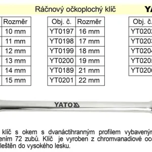 Akční nabídka | YATO Ráčnový klíč očkoplochý 27mm