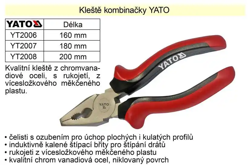 Oblíbený u zákazníků | Kleště YATO kombinačky 160mm