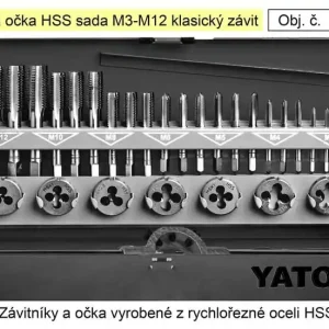 Závitníky a očka HSS sada M3-M12 klasický závit, Yato | Bestseller