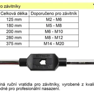 Výhodná koupě - Vratidlo pro závitníky M1-M8 délka 125mm