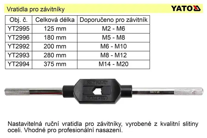 Výhodná koupě - Vratidlo pro závitníky M1-M8 délka 125mm