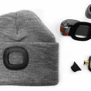 MAGG čepice s čelovkou 45lm, nabíjecí, USB, šedá, univerzální velikost - Do košíku