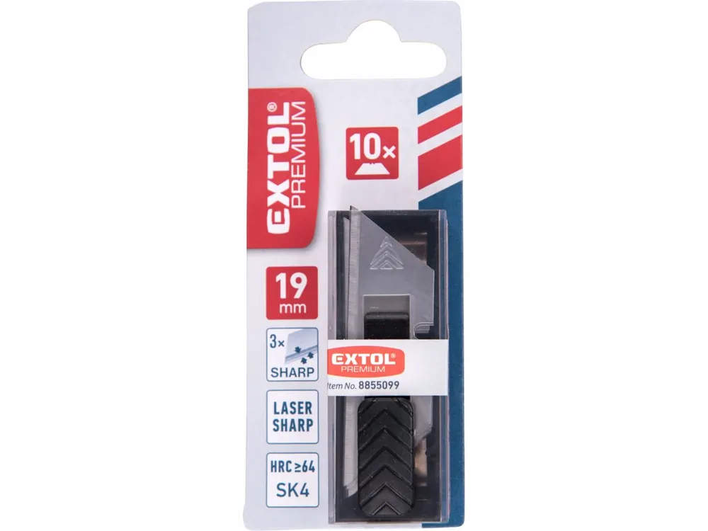 Nabídka | EXTOL PREMIUM břity do nože, 19mm, 10ks, trapezoid, SK4 8855099