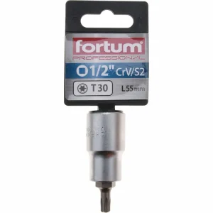 hlavice zástrčná TORX, 1/2", TX 30, L 55mm, CrV/S2, FORTUM | Snadné vrácení