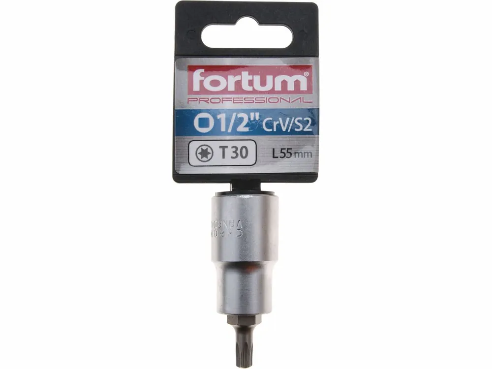 hlavice zástrčná TORX, 1/2", TX 30, L 55mm, CrV/S2, FORTUM | Snadné vrácení