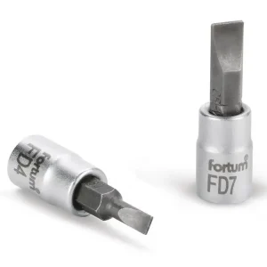 hlavice zástrčná šroubovák plochý, 1/4", 4mm, L 37mm, CrV/S2, FD4, FORTUM | Objednejte dnes