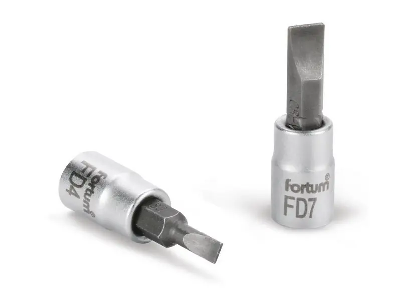 hlavice zástrčná šroubovák plochý, 1/4", 4mm, L 37mm, CrV/S2, FD4, FORTUM | Objednejte dnes
