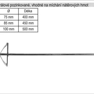 Míchadlo Turbo 75 x 400 mm pozinkované - Vysoká kvalita