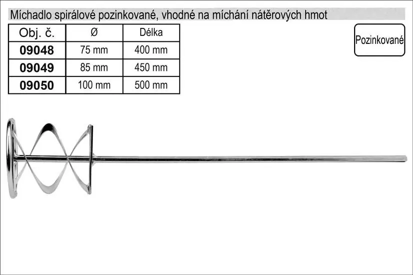 Míchadlo Turbo 75 x 400 mm pozinkované - Vysoká kvalita