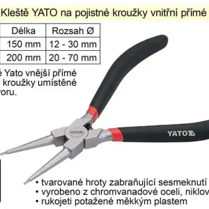 Výhodný nákup | Kleště YATO na pojistné kroužky 200 mm vnitřní přímé