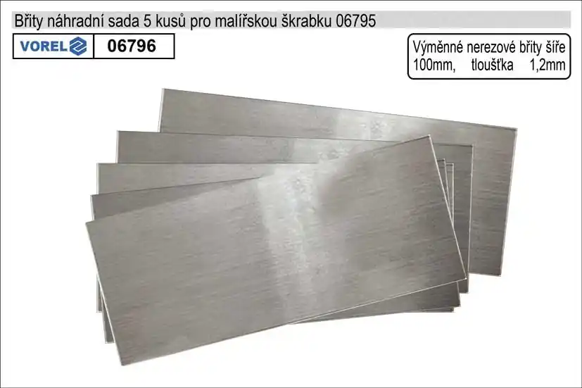Profesionální kvalita - Břity náhradní do malířské škrabky 100mm balení 5 kusů