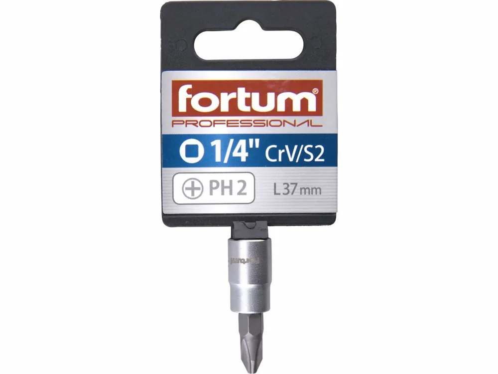 Nyní k dispozici | FORTUM 1/4" gola ořech hlavice zástrčná šroubovák PH2, L37mm, CrV/S2