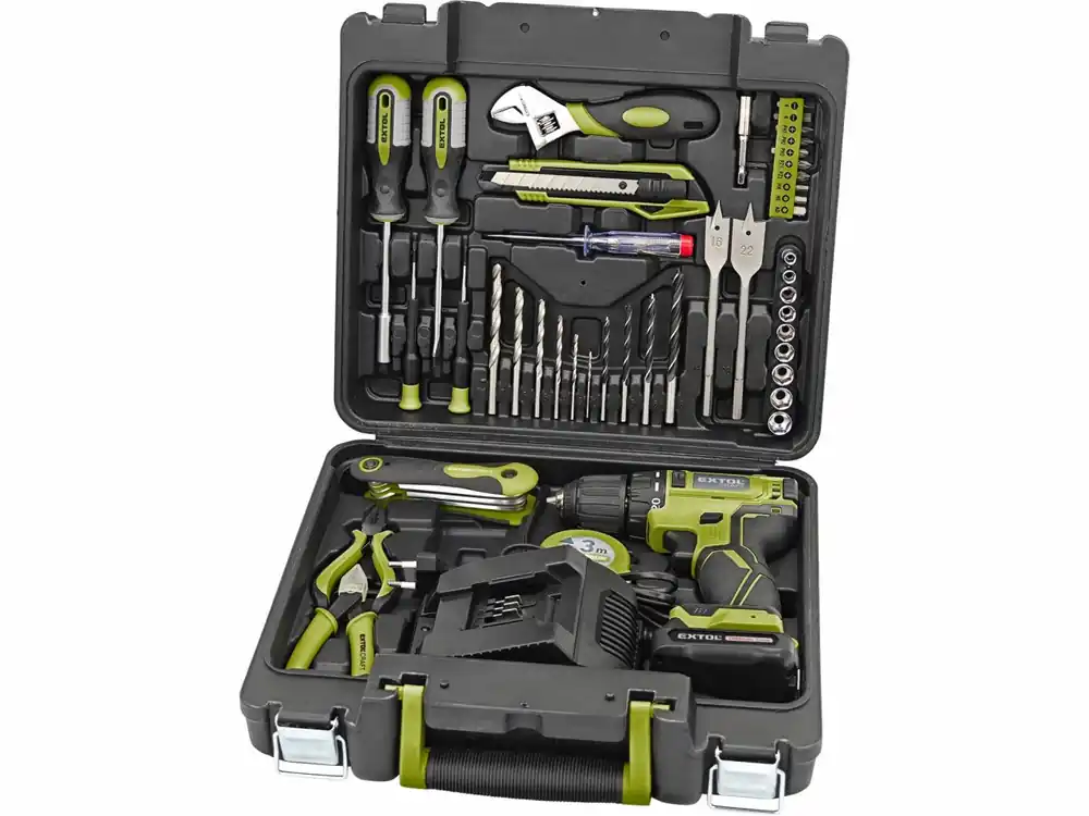 EXTOL CRAFT vrtací šroubovák aku, BRUSHLESS, 20V Li-ion, 2Ah, SET SADA NÁŘADÍ 46KS - Objednat nyní