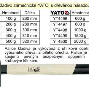 Kladivo zámečnické s dřevěnou násadou 200g - Právě v prodeji