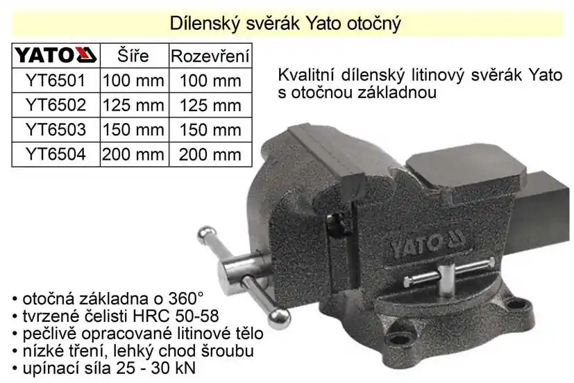 Svěrák YATO otočný 150 mm - Bezpečná platba