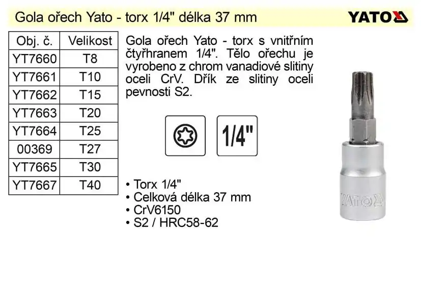 Gola ořech torx 1/4" T10 - Snadný nákup