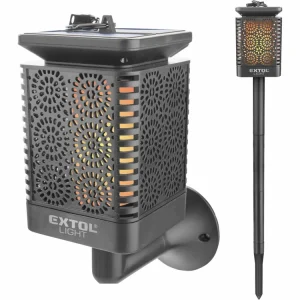Poslední kus - EXTOL LIGHT pochodeň LED s plamenem, solární nabíjení, 12x LED 43133
