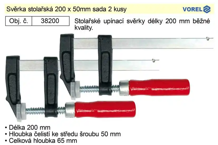 Svěrka stolařská 200 x 50mm sada 2 kusy - Velká sleva