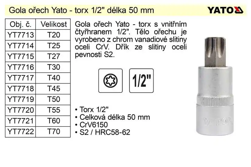 Gola ořech torx 1/2" T40 | Bestseller