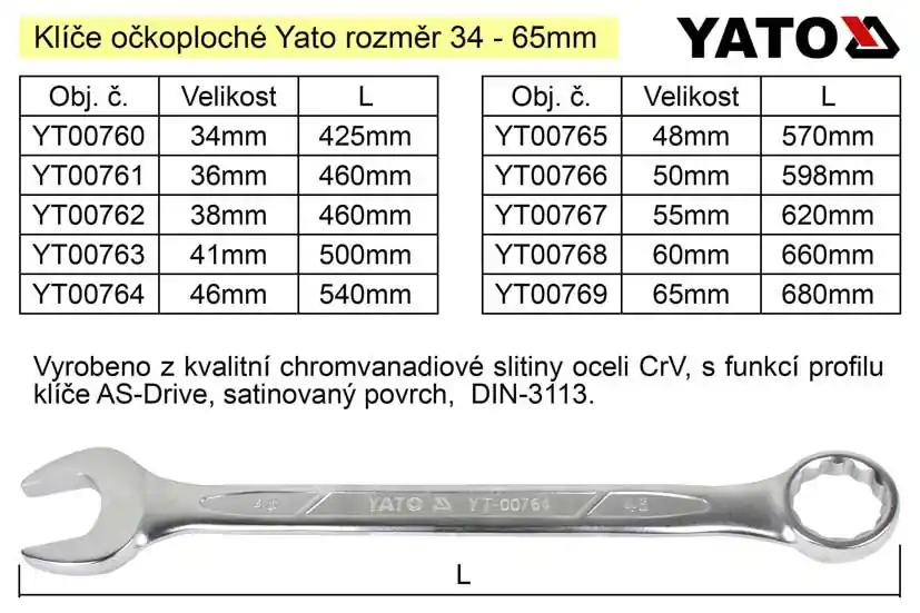 Snadný nákup - YATO Očkoplochý klíč 60mm CrV