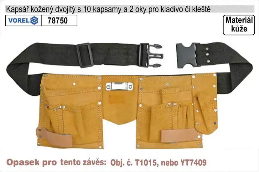 Kapsář kožený s 2 hlavními kapsami s opaskem - Neváhejte