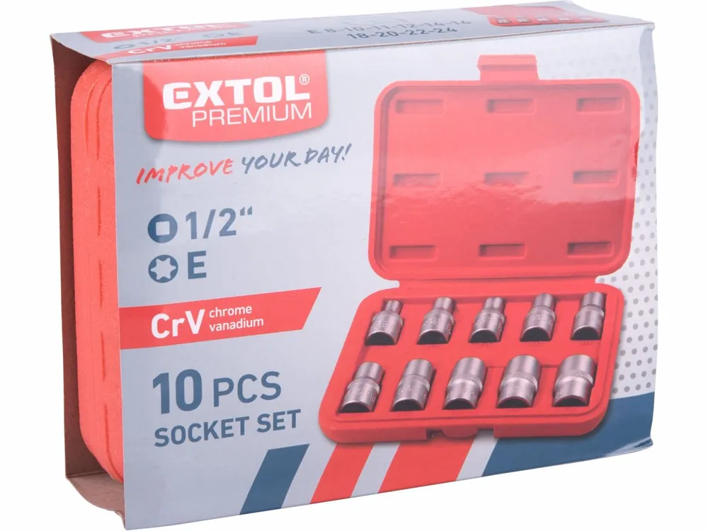 Výhodná cena | Nástrčné hlavice torx sada 10 kusů vnitřní E8-E24