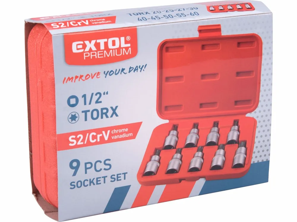 Nástrčné hlavice torx sada 9 kusů T20-T60 - Cena od výrobce