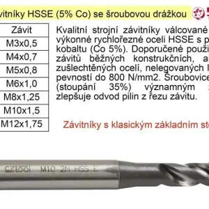 Strojní závitník M6x1,0 HSSE šroubová drážka Co 5% | Rychle mizí