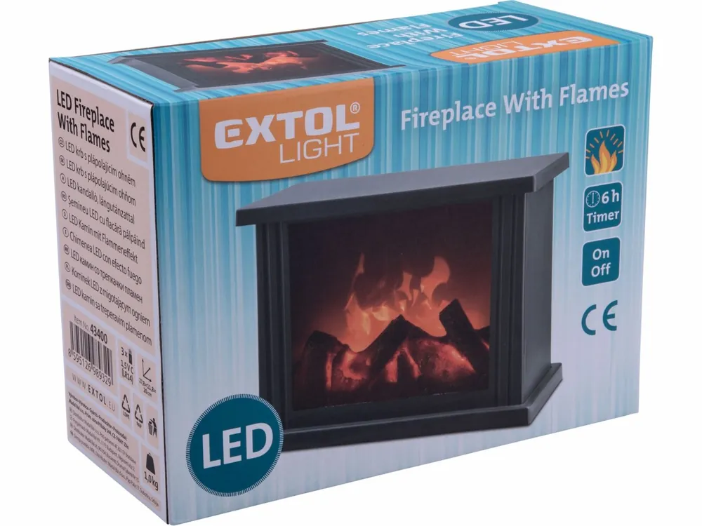 Pouze dnes - EXTOL LIGHT LED krb s plápolajícím ohněm 43400