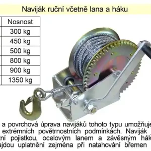 Ušetřete - Naviják ruční včetně lana a háku, nosnost 500kg