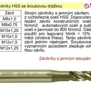 Velmi oblíbený produkt | Strojní závitník M12x1,5 HSS šroubová drážka jemný závit