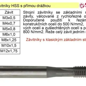 Extra sleva | Strojní závitník M4x0,7 HSS přímá drážka klasický závit
