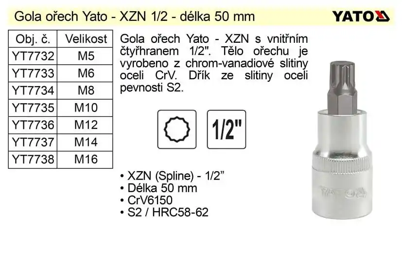 Gola ořech XZN M10 1/2" - Poslední kusy