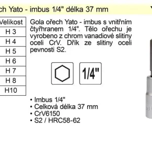 Zlevněno | Gola ořech imbus 1/4" H7