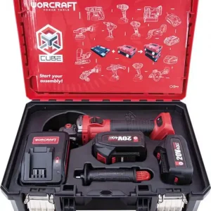Set WORCRAFT XCUBE003 Aku úhlová bruska 125mm CAG-S20LiBS, 2x4.0Ah, nabíječka - Doprodej zásob