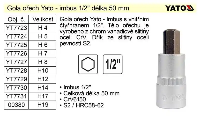 Výhodná nabídka | Gola ořech imbus 1/2" H7