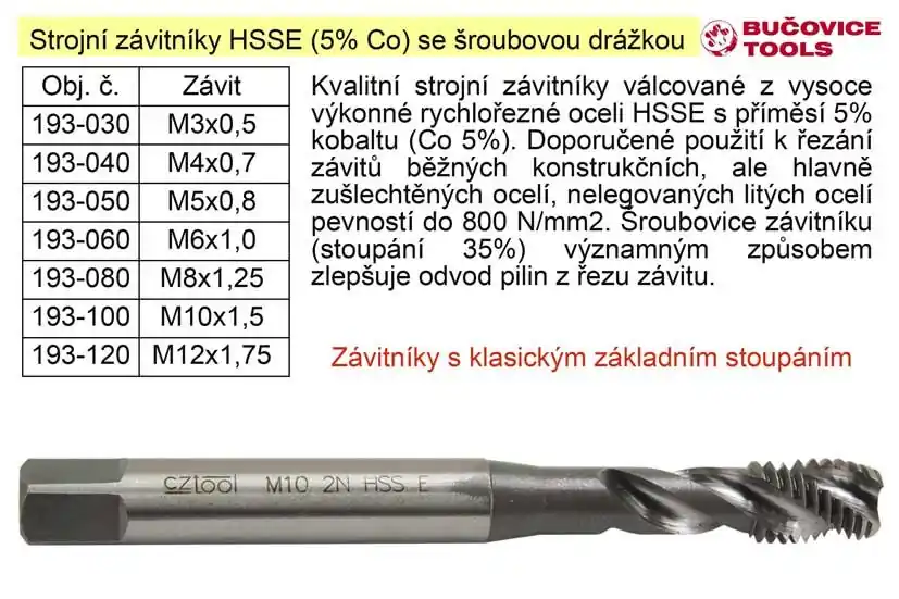 Akční cena | Strojní závitník M6 HSSE šroubová drážka Co 5%