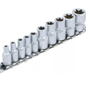 Zvýhodněná cena | BGS Nástrčné hlavice 1/4" a 3/8" torx vnitřní E4-E16, sada 10ks, E-Profil