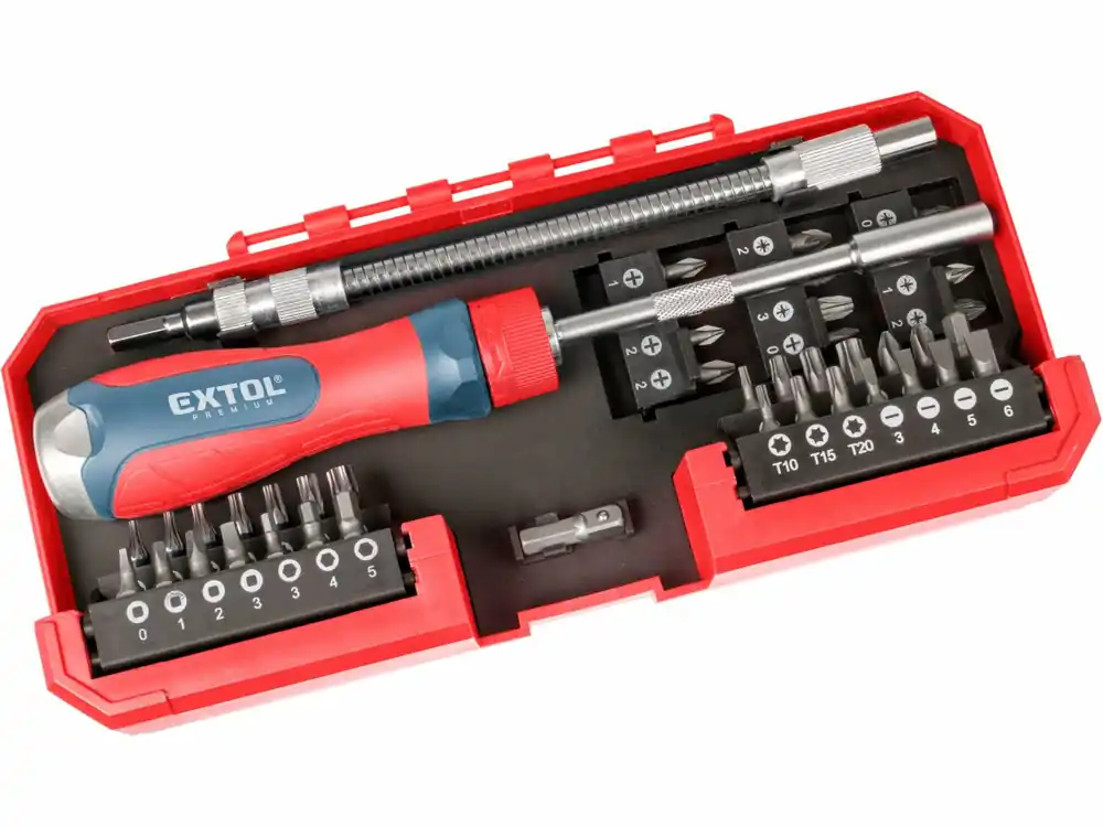 EXTOL PREMIUM šroubovák ráčnový s hroty, sada 43ks, CrV 8819157 | Zvýhodněná cena